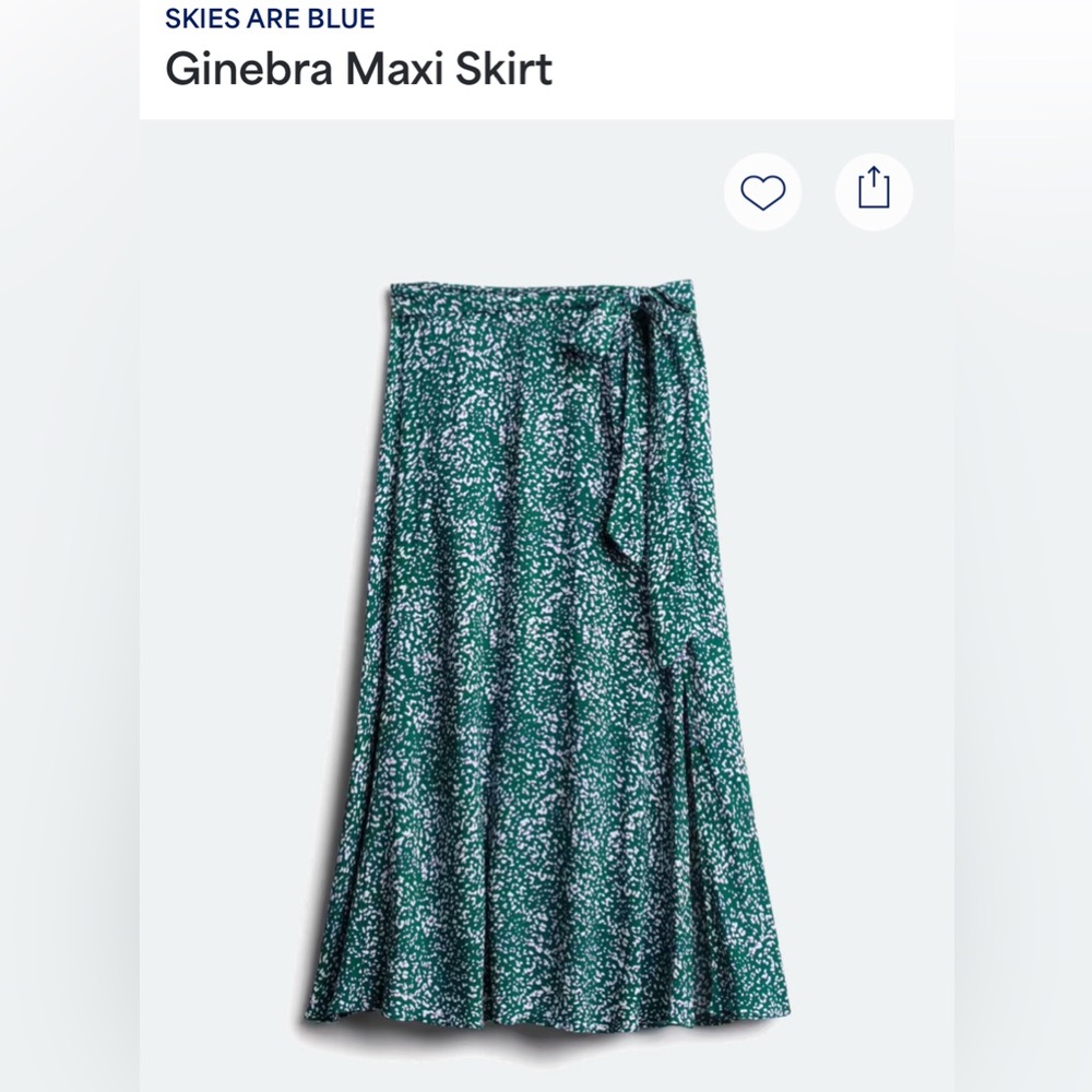 Skies Are Blue Green Patterned Midi Skirt